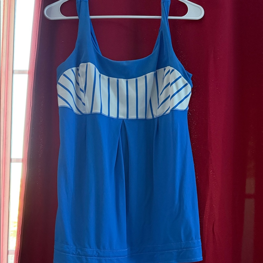 Lululemon Athletica Blue and White Striped Tank Top